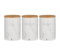 DEENZ Set Of 3 Ceramic White Marble Effect Tea Coffee Sugar Storage Jars