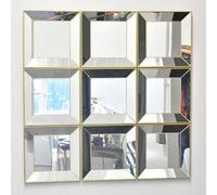 Deenz Set Of 3 Contemporary Set Square Mirrors Gold Home Decorative Living Room Bedroom Room Eyecatching 25X25Cm