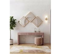 Deenz Set Of 3 Contemporary Style Gold Diamond Shape Wall Mounted Mirror Medium Sized Bevelled Border Plastic Frame Furniture 30Cm