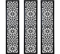 Deenz Set of 3 Indoor/Outdoor Metal Wall Screens Living Room, Bathroom, Kitchen, Bedroom & Outdoor Fence Black Metal Three Panel Bamboo Hanging Decoration Contemporary Wall Art