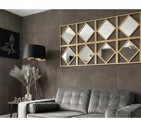 DEENZ Set Of 3 Square Diamond Shape Frame Gold Wall Art Mirror Modern Stylish Antique Design Home Décoration 40x40Cm (3)