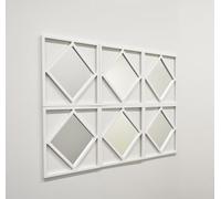 DEENZ Set Of 3 Square Diamond Shape Frame White Wall Art Mirror Modern Stylish 40X40Cm The World'S Famous Antique Design