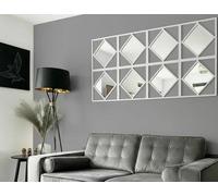 Deenz Set Of 3 Square Diamond Shape Frame White Wall Art Mirror Modern Stylish 40X40Cm The World's Famous Antique Design