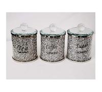 DEENZ Set Of 3 Tea Coffee Sugar Crushed Diamond Canisters