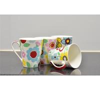 DEENZ Set of 4 Coffee Mug 340Ml Colorful Flowers Porcelain Coffee Mugs for Milk Hot Cocoa Latte Coffee Cups with Handle Tea Mugs