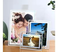 DEENZ Set Of 4 Glass Mirror Photo Frame Silver Picture Frames Clear Display Vertically Or Horizontally For Christmas Wedding Home Table (4-5x7 inch)