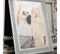 Deenz Set Of 4 Glass Photo Frame Jewel Mirror Silver Diamante Crushed Crystal Home Decor Picture Wall Mount Table Top (A3)