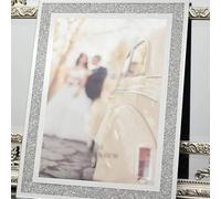 Deenz Set Of 4 Glass Photo Frame Jewel Mirror Silver Diamante Crushed Crystal Home Decor Picture Wall Mount Table Top (40X30Cm)