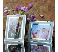 DEENZ Set Of 4 Glitter Mirror Photo Frame Silver Picture Frames Crystal Display Vertically Or Horizontally For Christmas Wedding Home Table (4-5x7 inch)