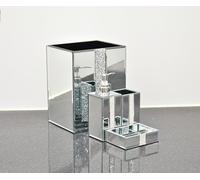Deenz Set Of 4 Piece Diamond Strip Bathroom Accessories With Soap Dispenser Toothbrush Holder Soap Holder & Bin In Silver