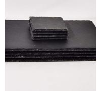 Deenz Set Of 4 X Slate Square Coasters 4 X Slate Rectangle Placemats, Black Home Décor
