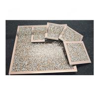 DEENZ Set Of 6 Coasters 10X10 Placemats 25X25 Crushed Crystal Diamond Rose Gold Mirrored