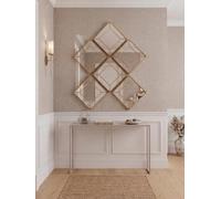 Deenz Set Of 6 Contemporary Style Gold Diamond Shape Wall Mounted Mirror Medium Sized Bevelled Border Plastic Frame Furniture 30Cm