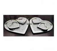 DEENZ Set Of 6 Heart Shaped Placemats Full Crushed Jewel Mirror