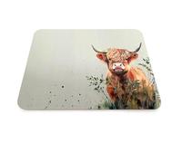 Deenz Set Of 6 Highland Cow Coasters/Placemats Natural Cork Set Winter Highland Cow Scotland Drink Cup Mug Glass Table Protection Mat (6 Placemats)