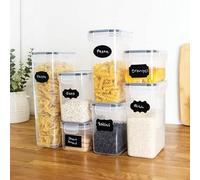 Deenz Set Of 7 Food Containers Kitchen Storage Pp Dishwasher Safe Silicone Ring Clear Stickers Airtight Lids 30 X 15 X 10 Cm