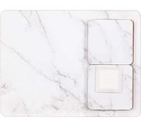 Deenz Set Of 8 Marble Effect Glass Coaster And Placemat Table Mats For Kitchen Dining Table Cork Backed Placemats And Coasters