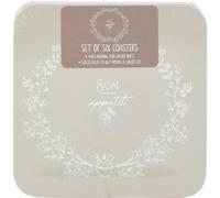 DEENZ Set of Bon Appetit Coasters & Placemats Grey Stylish and Functional with Sealed Edges Cork-Backed to Protect Surfaces (6x Placemats)