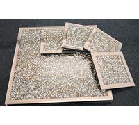 Deenz Set Of Coasters & Placemats Crushed Crystal Sparkle Diamond Rose Gold Glitter Mirrored Home Décor Eye Catching Lovely Display For Decor