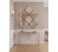 DEENZ Set Of Contemporary Style Gold Diamond Shaped Wall Mounted Mirror Medium Sized Bevelled Border Plastic Frame Hallway Furniture Décor Gift Idea 30Cm Dia. (6)