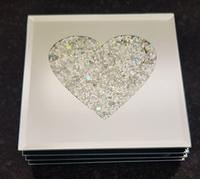 Deenz Shine Surface Heart Shape Coaster Rainbow Glitter Filling Multicolor Set Of 4 10X10Cm Dining Table Mats Kitchen