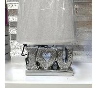 Deenz Silver Ceramic Love Heart Sparkle Crushed Crystal Home Decoration Lamp 31Cm