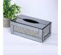 Deenz Silver Crushed Crystal Diamond Strip Border Tissue Box Diamante Bling, Living Room