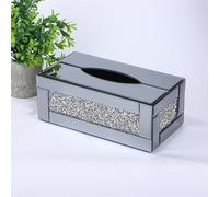 Deenz Silver Crushed Crystal Diamond Strip Border Tissue Box Diamante Bling, Living Room