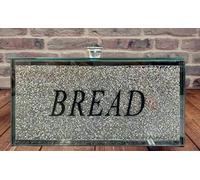 Silver Crushed Diamond Bread Canister Jar Kitchen Storage Crystal Filled