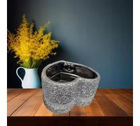 DEENZ Silver Crushed Diamond Heart Vase Sparkly Flowerpot Decoration Shelf Sitter