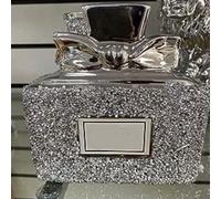 Deenz Silver Crushed Diamond Sparkly Perfume Bottle Ornament Shelf Sitter