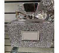 Deenz Silver Crushed Diamond Sparkly Perfume Bottle Ornament Shelf Sitter