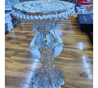 Deenz Silver End Table 3 Peacock Style Base Large 40X60Cm Diamond Crystal Sparkly Side Table Home Décor (F073)