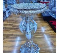 Deenz Silver End Table 3 Peacock Style Base Large 40X60Cm Diamond Crystal Sparkly Side Table Home Decoration