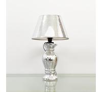 DEENZ Silver Full Mirrored Table Lamp with Shade Ornament Home Gift Diamante Box Mirror Base
