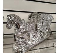 Deenz Silver Horse With Wagon Gypsy Crushed Diamond Carriage Ornament Shelf Sitter Bling