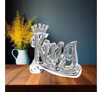 Deenz Silver King Sparkle Ornament Crushed Diamond King Decorative Letter Blocks Sight Words For Home Decoration