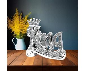 Deenz Silver King Sparkle Ornament Crushed Diamond King Decorative Letter Blocks Sight Words For Home Decoration