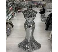 Deenz Silver Lady Full Mirrored Side Table Modern Plant Stands Bed Side Sparkle End Romany Pearl 63X33Cm