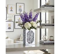 Deenz Silver Mirrored Book Shape Flower Vase Crushed Diamond Bling Crystal Embellishment Shelf Display Home & Office Decor 20X15Cm