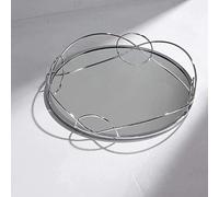DEENZ Silver Mirrored Tray Crafted With Glass And Metal Decorative Tray Dia 30Cm X H 6Cm (Dz-641)