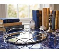 DEENZ Silver Mirrored Tray Crafted With Glass And Metal Decorative Tray Dia 30Cm X H 6Cm (Dz-641)