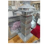 DEENZ Silver Side Table Crushed Diamond Glitter Mirrored End Table F095