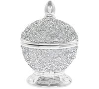 DEENZ Silver Sparkle Diamante Ceramic Jar Polished Round Trinket