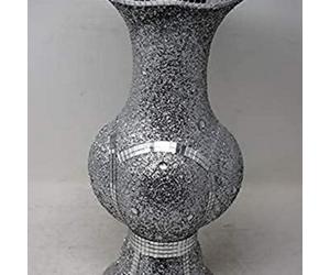 Deenz Silver Sparkle Ornament Diamond Crushed Mirrored Flower Pot Floral Design Embossed 40 Cm