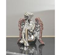 Deenz Sitting Angel With Wide Wings Crushed Ornament Sparkle Diamond For Gift Beautiful Decorative (Pink)