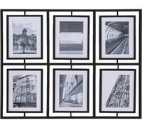 Deenz Sleek Black Metal 6 Picture Modern Contemporary Photo 6X4 '' Frame Display Multi Aperture Design Cherished Memories