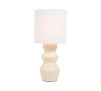 DEENZ Sleek Zaya Modern Lamp Ceramic Base Minimalist Shape 3-Tier Design White Drum Shade Fixture Indoor Lighting Solution Decor for Bedside, Desk & Side Table Ambient Illumination 35 X 16 Cm (Beige)