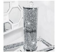 DEENZ Spaghetti Jar Crushed Diamond Glass Spaghetti Jar Crystal Storage Silver