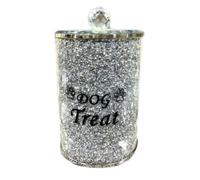 DEENZ Sparkly Crushed Crystal Silver Dog Treat Jar